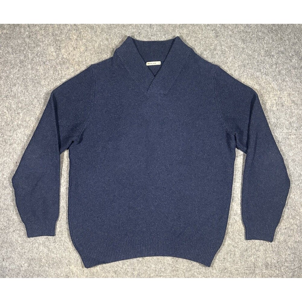Marine Layer Sven Sweater Men’s XL Navy V-Neck Knit Pullover Shawlneck Classic